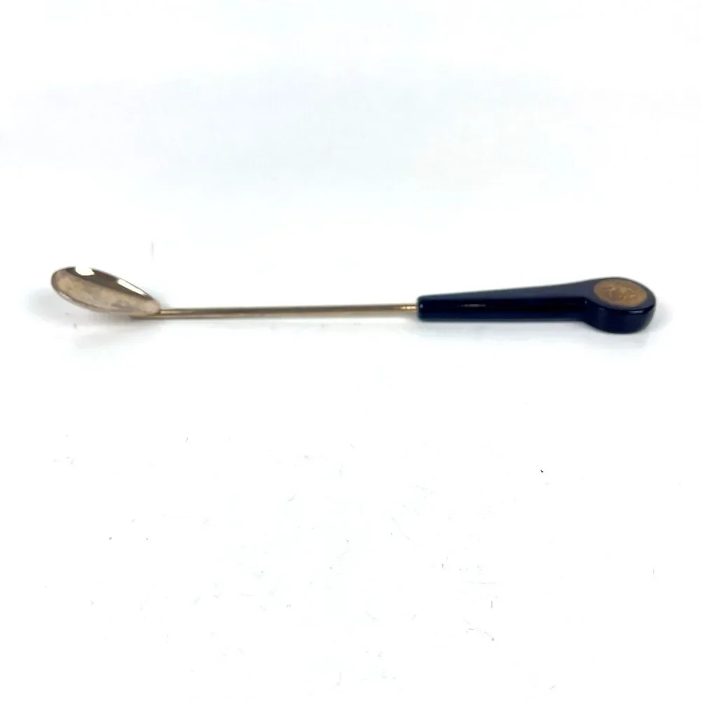 VTG Bartenders Cocktail Stirrer Spoon Gold Tone Bakelite Handle Crest of Arms